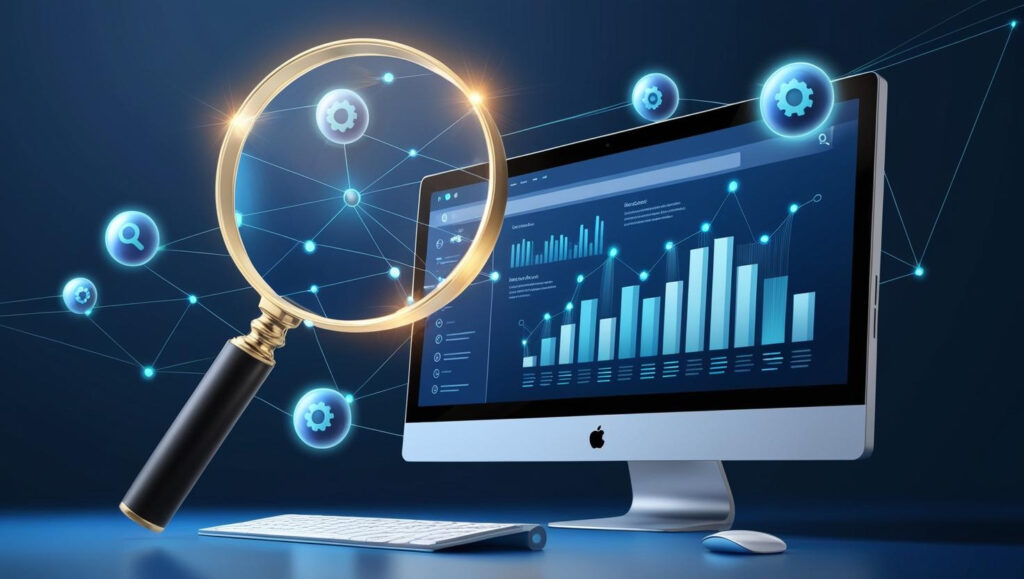Estrategia SEO en pantalla de ordenador para aumentar visibilidad web de una empresa.